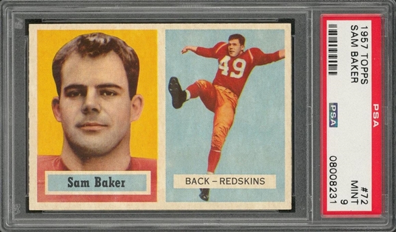 1957 Topps Football #72 Sam Baker – PSA MINT 9